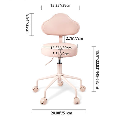 Contemporary Nordic Leather & Metal Cloud-Shaped Round Swivel Vanity Stool Backrest For Bedroom & Home Office