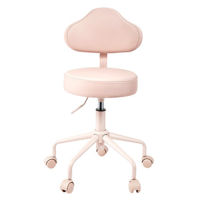 Contemporary Nordic Leather & Metal Cloud-Shaped Round Swivel Vanity Stool Backrest For Bedroom & Home Office
