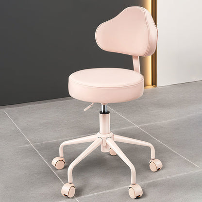 Contemporary Nordic Leather & Metal Cloud-Shaped Round Swivel Vanity Stool Backrest For Bedroom & Home Office