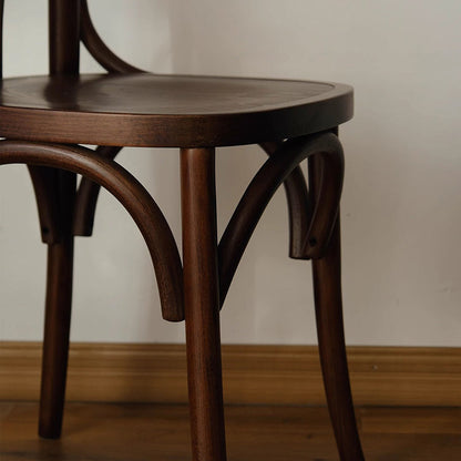 Contemporary Retro Beech Wood Fabric Rattan Faux Leather Seat Round Curved Dining Chair Backrest For Dining Room