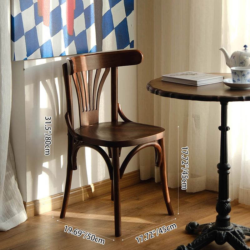 Contemporary Retro Beech Wood Fabric Rattan Faux Leather Seat Round Curved Dining Chair Backrest For Dining Room