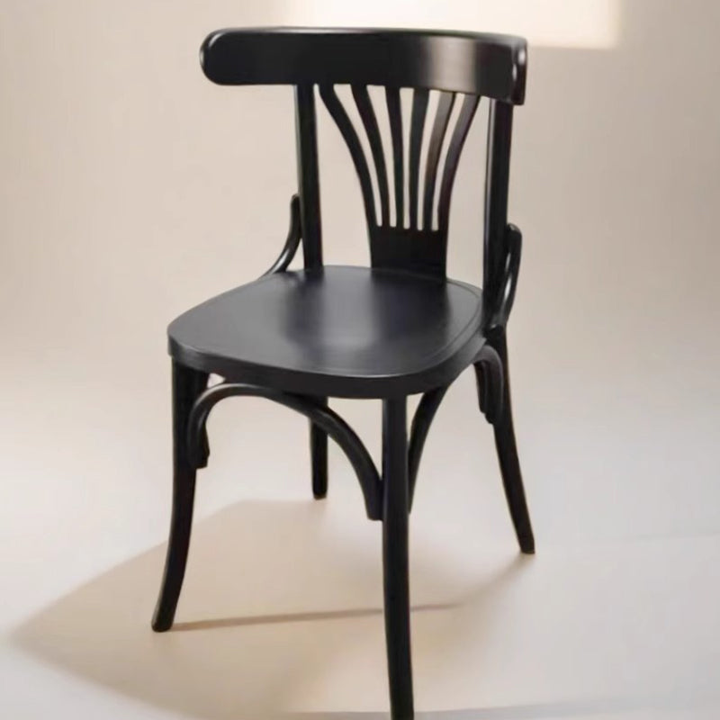 Contemporary Retro Beech Wood Fabric Rattan Faux Leather Seat Round Curved Dining Chair Backrest For Dining Room