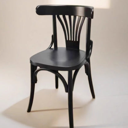 Contemporary Retro Beech Wood Fabric Rattan Faux Leather Seat Round Curved Dining Chair Backrest For Dining Room