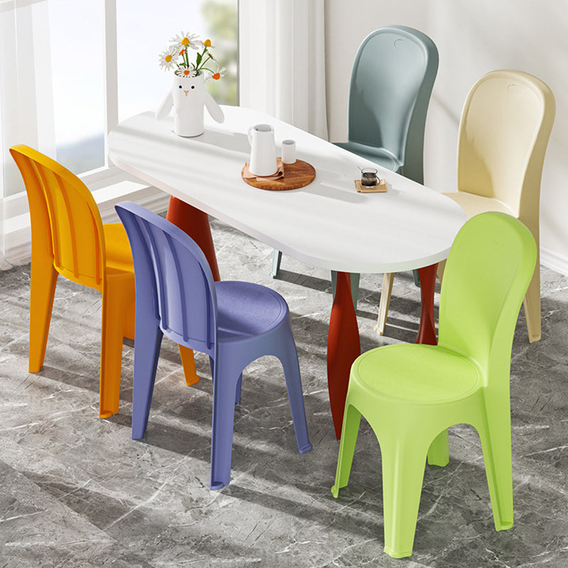 Contemporary Nordic PP Round Stackable Dining Chair With Backrest For Dining Room And Living Room