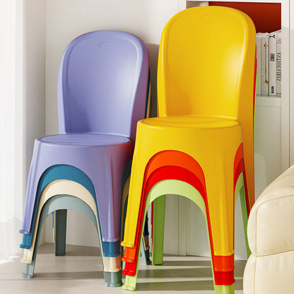 Contemporary Nordic PP Round Stackable Dining Chair With Backrest For Dining Room And Living Room