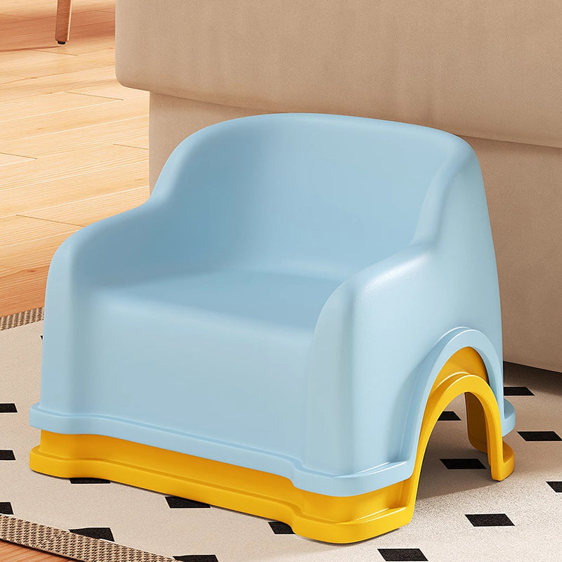 Modern Minimalist PP Slide-Shaped Kids Low Stool With Backrest And Armrests For Living Room