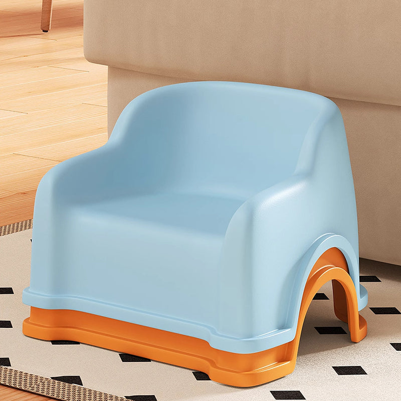 Modern Minimalist PP Slide-Shaped Kids Low Stool With Backrest And Armrests For Living Room