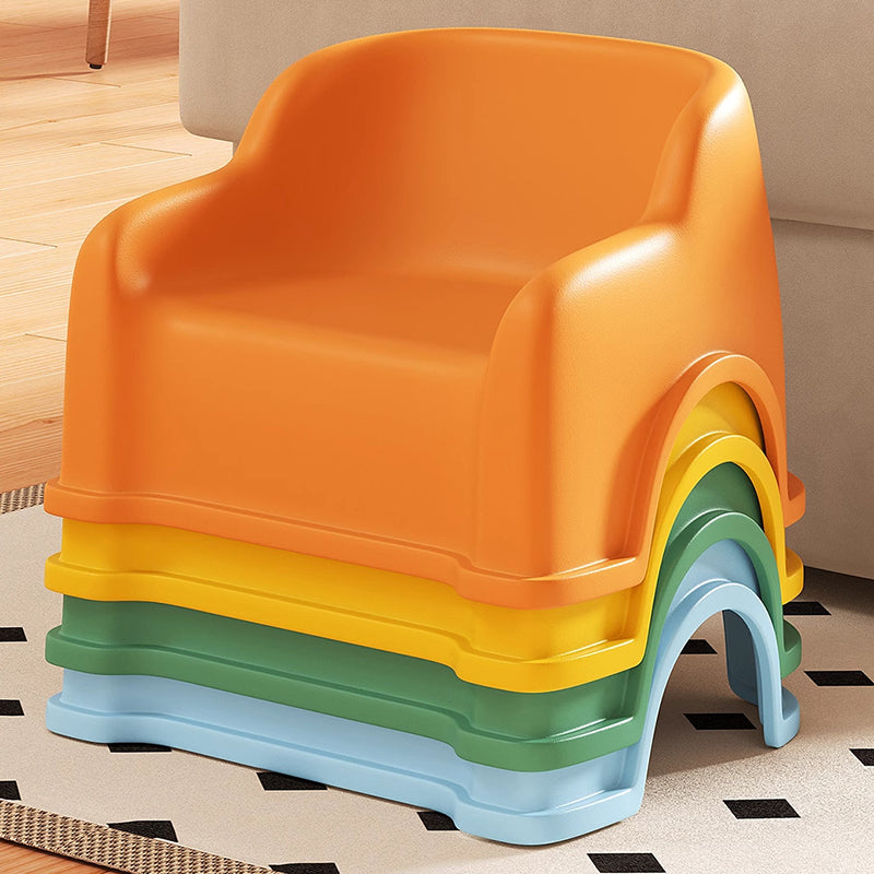 Modern Minimalist PP Slide-Shaped Kids Low Stool With Backrest And Armrests For Living Room