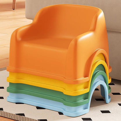 Modern Minimalist PP Slide-Shaped Kids Low Stool With Backrest And Armrests For Living Room