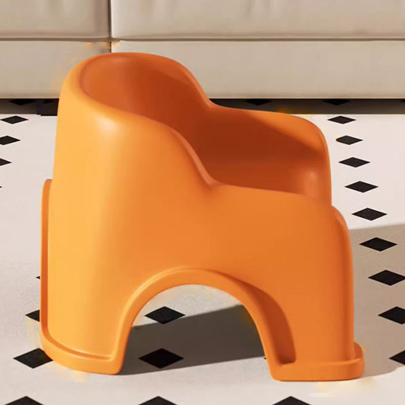 Modern Minimalist PP Slide-Shaped Kids Low Stool With Backrest And Armrests For Living Room