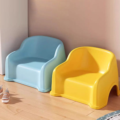 Modern Minimalist PP Slide-Shaped Kids Low Stool With Backrest And Armrests For Living Room