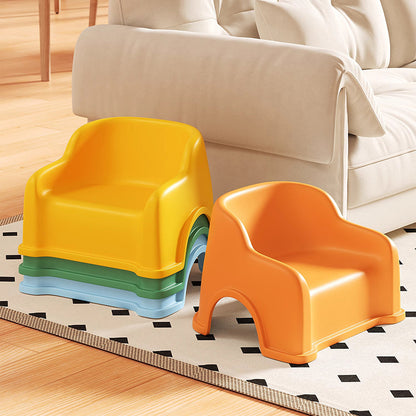 Modern Minimalist PP Slide-Shaped Kids Low Stool With Backrest And Armrests For Living Room