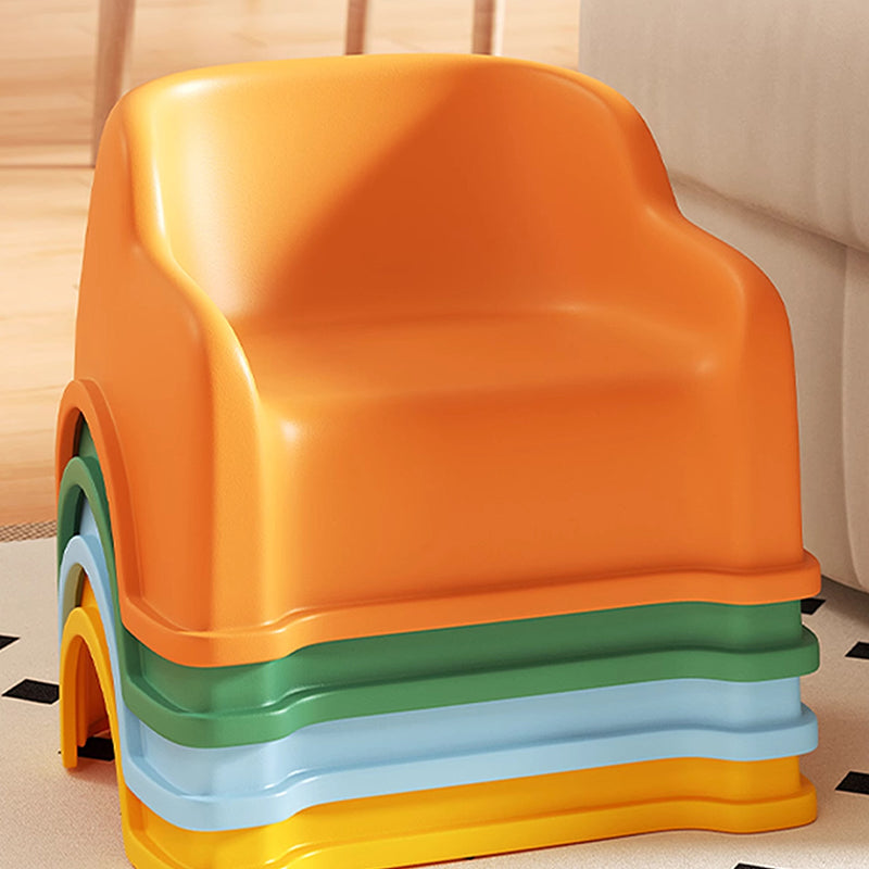 Modern Minimalist PP Slide-Shaped Kids Low Stool With Backrest And Armrests For Living Room