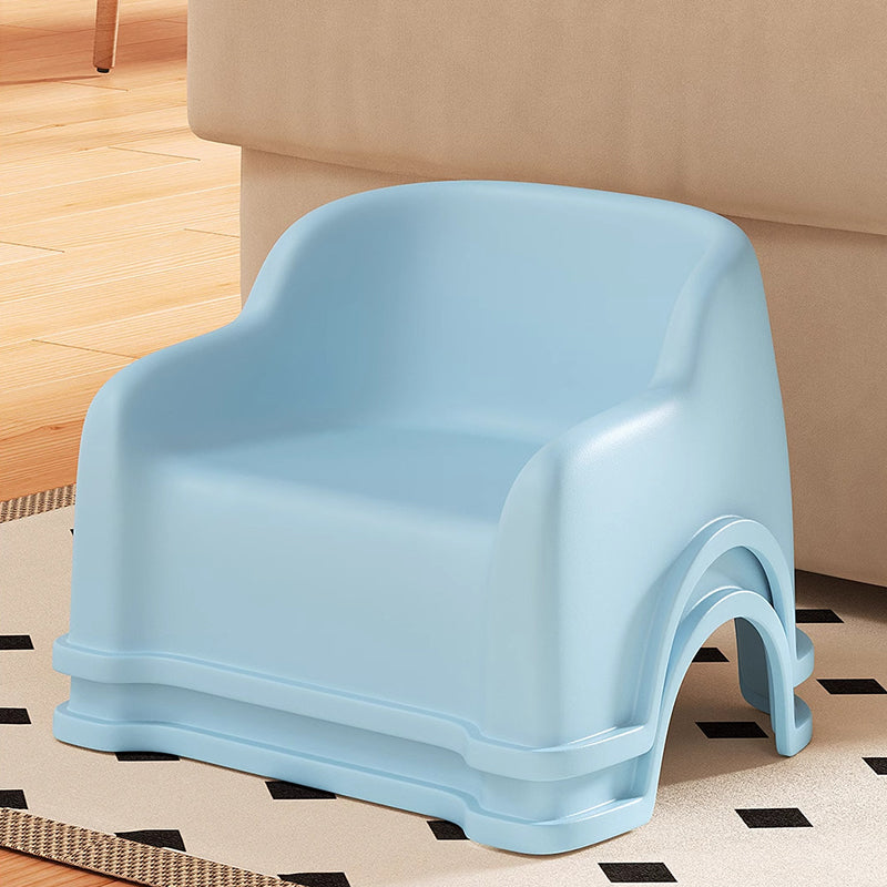 Modern Minimalist PP Slide-Shaped Kids Low Stool With Backrest And Armrests For Living Room
