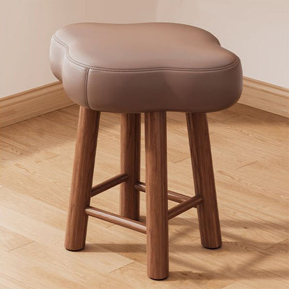 Contemporary Nordic Lambswool Tech Fabric Wood Cloud Vanity Stool With Footrest For Bedroom