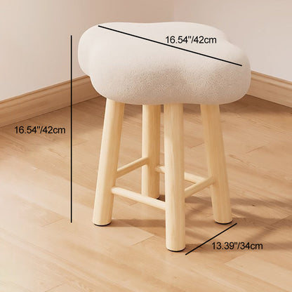 Contemporary Nordic Lambswool Tech Fabric Wood Cloud Vanity Stool With Footrest For Bedroom