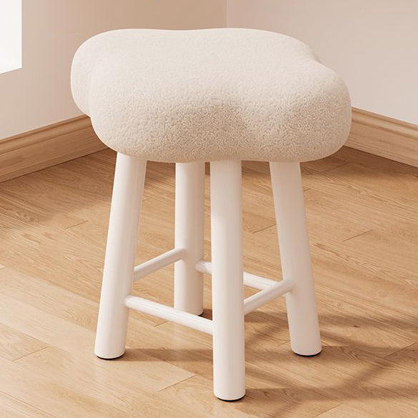 Contemporary Nordic Lambswool Tech Fabric Wood Cloud Vanity Stool With Footrest For Bedroom