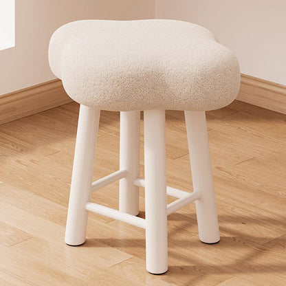 Contemporary Nordic Lambswool Tech Fabric Wood Cloud Vanity Stool With Footrest For Bedroom
