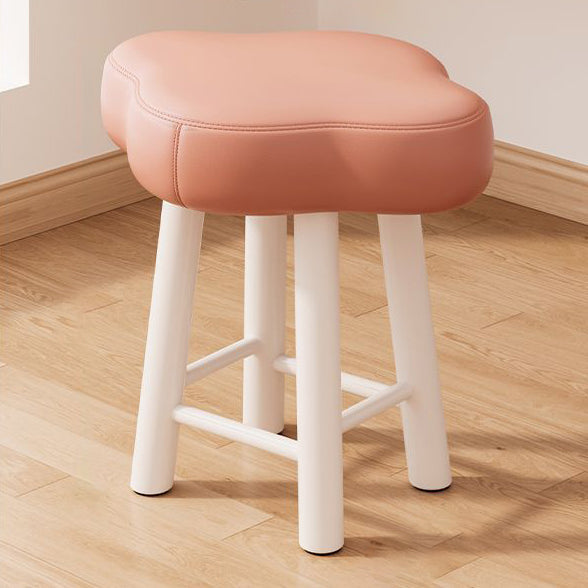 Contemporary Nordic Lambswool Tech Fabric Wood Cloud Vanity Stool With Footrest For Bedroom