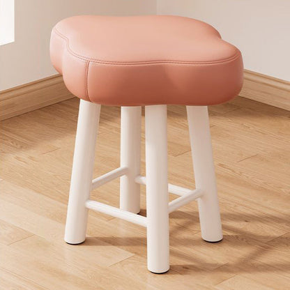Contemporary Nordic Lambswool Tech Fabric Wood Cloud Vanity Stool With Footrest For Bedroom