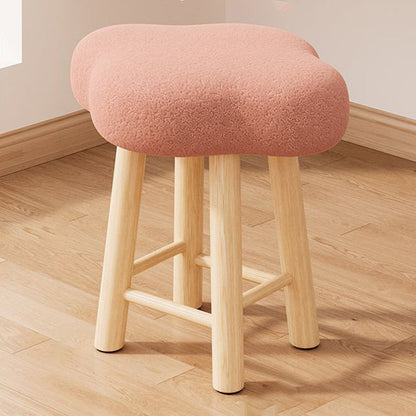 Contemporary Nordic Lambswool Tech Fabric Wood Cloud Vanity Stool With Footrest For Bedroom