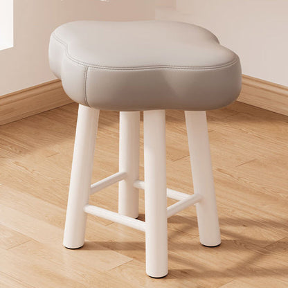 Contemporary Nordic Lambswool Tech Fabric Wood Cloud Vanity Stool With Footrest For Bedroom