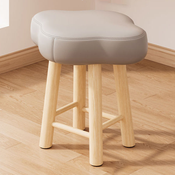 Contemporary Nordic Lambswool Tech Fabric Wood Cloud Vanity Stool With Footrest For Bedroom
