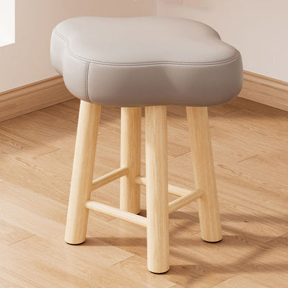 Contemporary Nordic Lambswool Tech Fabric Wood Cloud Vanity Stool With Footrest For Bedroom