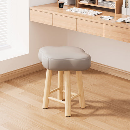 Contemporary Nordic Lambswool Tech Fabric Wood Cloud Vanity Stool With Footrest For Bedroom