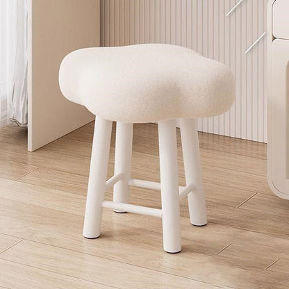 Contemporary Nordic Lambswool Tech Fabric Wood Cloud Vanity Stool With Footrest For Bedroom