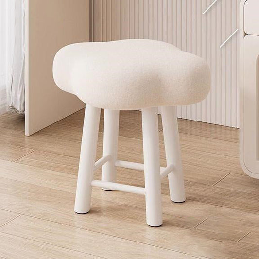 Contemporary Nordic Lambswool Tech Fabric Wood Cloud Vanity Stool With Footrest For Bedroom