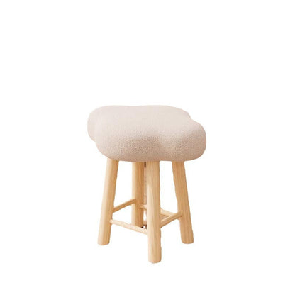 Contemporary Nordic Lambswool Tech Fabric Wood Cloud Vanity Stool With Footrest For Bedroom