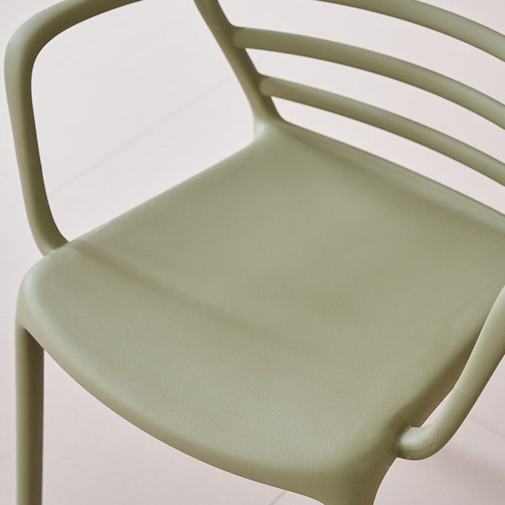 Contemporary Nordic PE Square Curved Geometric Line Dining Chair With Backrest And Armrests For Dining Room