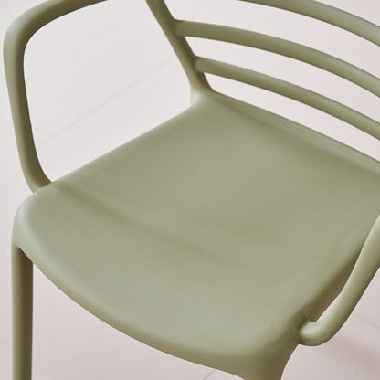 Contemporary Nordic PE Square Curved Geometric Line Dining Chair With Backrest And Armrests For Dining Room