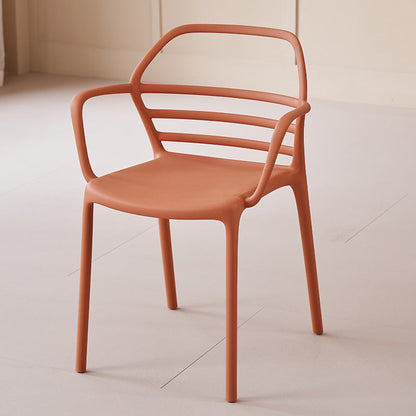 Contemporary Nordic PE Square Curved Geometric Line Dining Chair With Backrest And Armrests For Dining Room