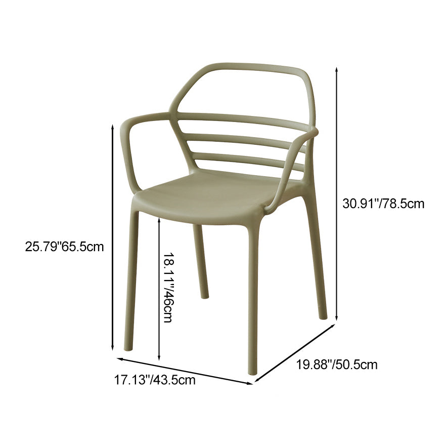 Contemporary Nordic PE Square Curved Geometric Line Dining Chair With Backrest And Armrests For Dining Room