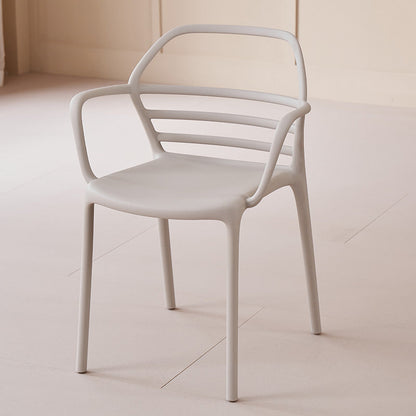 Contemporary Nordic PE Square Curved Geometric Line Dining Chair With Backrest And Armrests For Dining Room