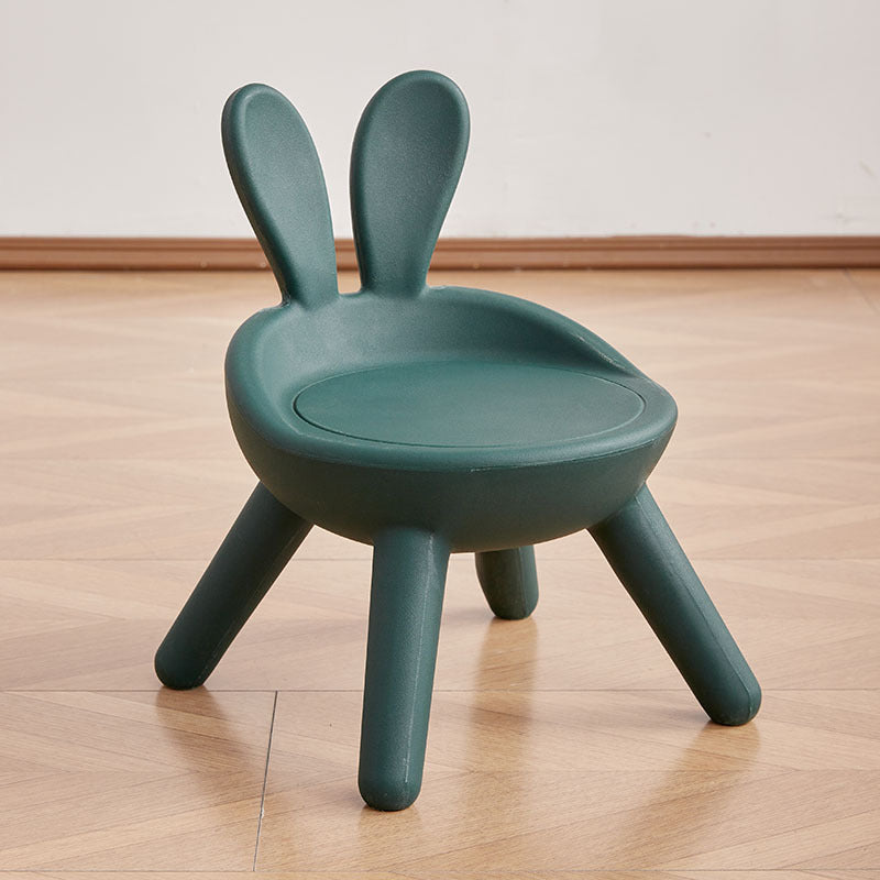 Contemporary Creative Kids PE Bunny Ear Round Footstool With Backrest For Entryway And Living Room