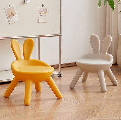 Contemporary Creative Kids PE Bunny Ear Round Footstool With Backrest For Entryway And Living Room