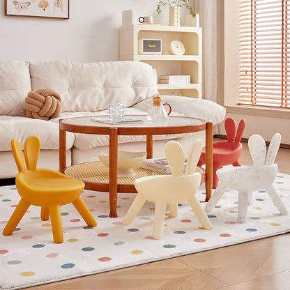 Contemporary Creative Kids PE Bunny Ear Round Footstool With Backrest For Entryway And Living Room