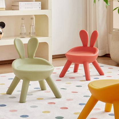 Contemporary Creative Kids PE Bunny Ear Round Footstool With Backrest For Entryway And Living Room