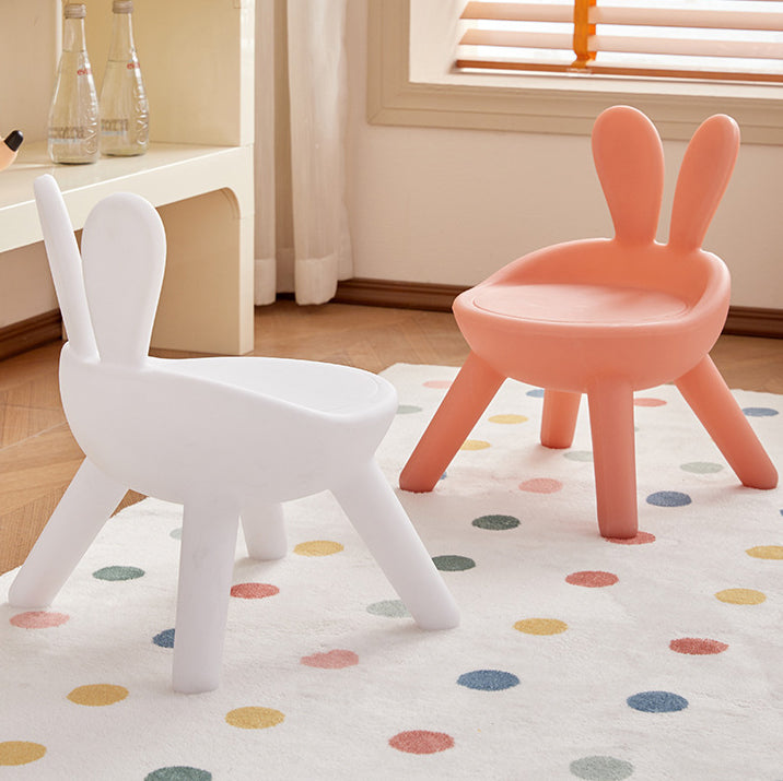 Contemporary Creative Kids PE Bunny Ear Round Footstool With Backrest For Entryway And Living Room