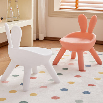 Contemporary Creative Kids PE Bunny Ear Round Footstool With Backrest For Entryway And Living Room