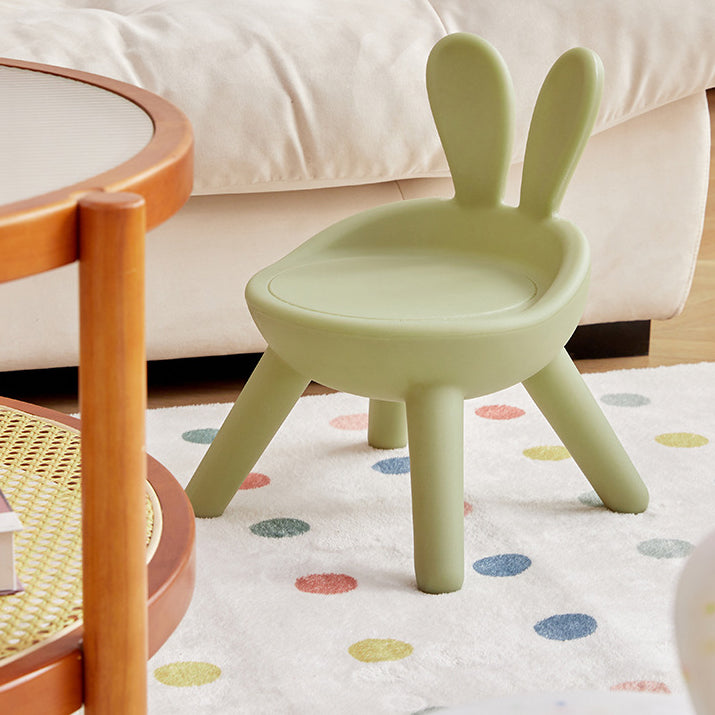 Contemporary Creative Kids PE Bunny Ear Round Footstool With Backrest For Entryway And Living Room