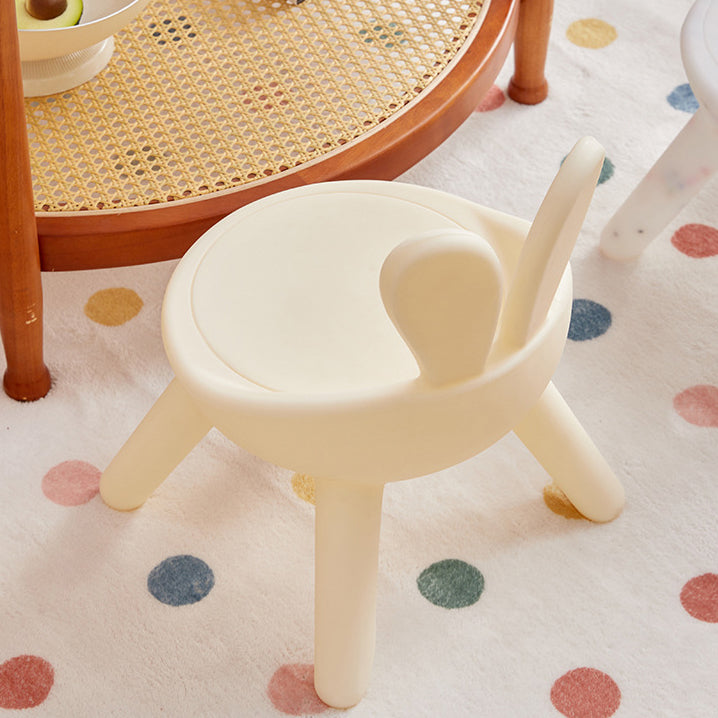Contemporary Creative Kids PE Bunny Ear Round Footstool With Backrest For Entryway And Living Room