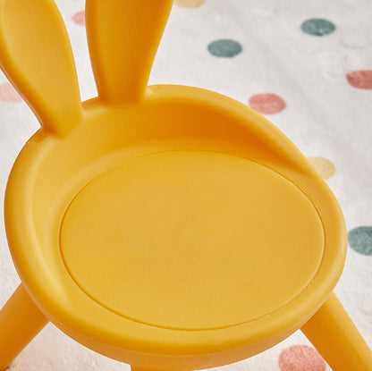 Contemporary Creative Kids PE Bunny Ear Round Footstool With Backrest For Entryway And Living Room