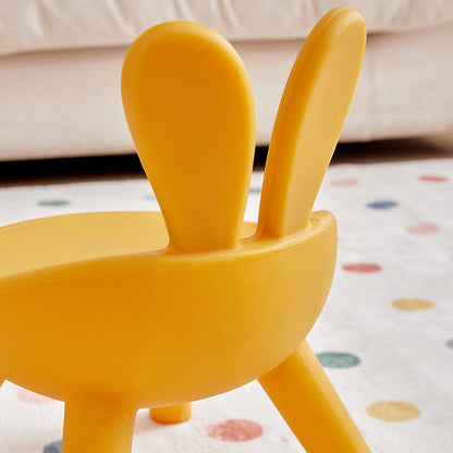 Contemporary Creative Kids PE Bunny Ear Round Footstool With Backrest For Entryway And Living Room