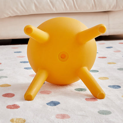 Contemporary Creative Kids PE Bunny Ear Round Footstool With Backrest For Entryway And Living Room