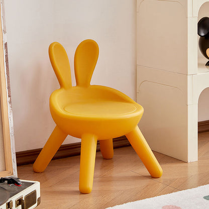 Contemporary Creative Kids PE Bunny Ear Round Footstool With Backrest For Entryway And Living Room