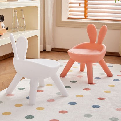 Contemporary Creative Kids PE Bunny Ear Round Footstool With Backrest For Entryway And Living Room
